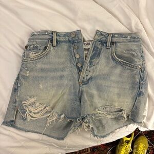 Agolde Women's Distressed Denim Shorts - Blue